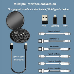 60W Type-C To USB C To Micro USB To Lightening Fast Charging Adapter Kit for IPhone 14 13 12 Pro OTG Converter Multi Storage Box