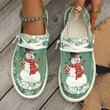 Load image into Gallery viewer, Christmas Snowman Pattern Printed Lace-up Round Toe Comfortable and Trendy Women&#39;s Shoes
Hey Dudes style