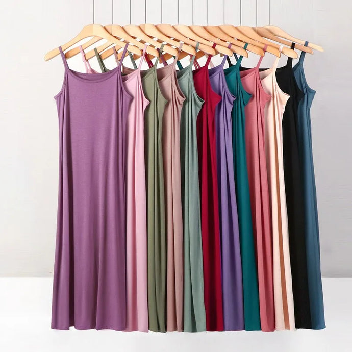 Plus size modal cotton solid color slip dress