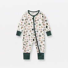 Load image into Gallery viewer, Bamboo Baby Romper Long Sleeve Double Zipper Onesie Bamboo Viscose Print Jumpsuit Baby Clothing 0-24M