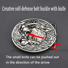 Load image into Gallery viewer, Retro Metal Carving Belt Buckle With Embedded Knife Fit 3.8CM-4CM Belt