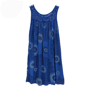 sleeveless camisole dress lace print swing loose long skirt plus size