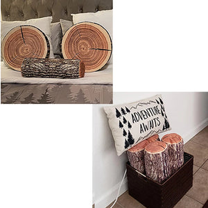 2PS Decorative Round Throw Pillow, 3D Digital Print Comfortable Log Pillow Cushion for Home