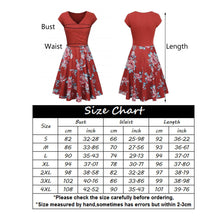 Load image into Gallery viewer, V Neck Short Sleeve Floral Printed Swing Cocktail Dress Casual Beach Sundress ***Order 2 sizes up for best fit****