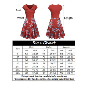 V Neck Short Sleeve Floral Printed Swing Cocktail Dress Casual Beach Sundress ***Order 2 sizes up for best fit****