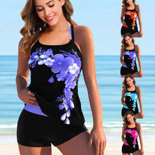 Load image into Gallery viewer, Floral Print Two-Piece Tankini With Boy Short Bottoms  up to Size 8XL