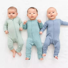 Load image into Gallery viewer, Long Sleeve Solid Bamboo Fiber Baby Zipper Foot Romper 0-24Month
