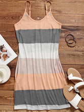 Load image into Gallery viewer, Gradient Striped Spaghetti Strap Casual Summer V Neck Dress with Pockets