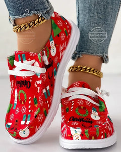 Canvas Christmas Flat Shoes Zapatos Hey Dudes style