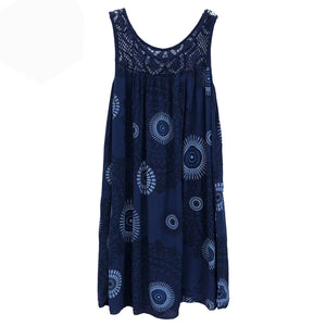 sleeveless camisole dress lace print swing loose long skirt plus size