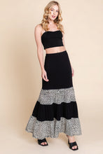 Load image into Gallery viewer, Long Tiered Contrast Fashion Skirt With Velvet Animal Print Mesh