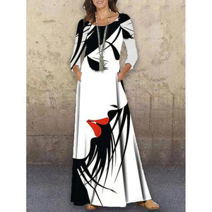 3D Print Maxi Dress Long Sleeve Boho Party Elegant Dress Plus Size up to 5XL*****True to Size*****If large chest order 2 sizes up for best fit