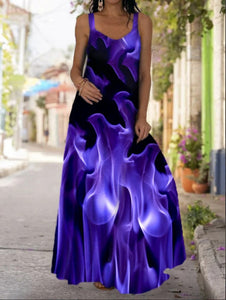Plus Size 5XL Oversized Long Dress Women Tie-dye 3D print Maxi dress