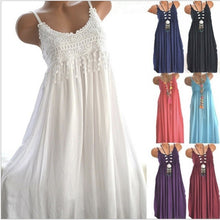 Load image into Gallery viewer, Sleeveless Lace Flowers Solid Color Comfortable Long Maxi Dress