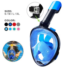 Load image into Gallery viewer, Professional Snorkeling Diving Mask Underwater Scuba Full Face Snorkel  Anti Fog Mask for Kids 
 and Adults