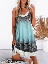 Load image into Gallery viewer, Casual Sleeveless Mini Dress Vintage Floral Gradient Swing Simple T-Shirt Loose Tank Dress