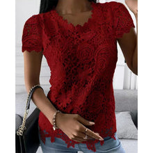 Load image into Gallery viewer, Crochet Lace Tees Vintage Full Long Sleeve up to 5XL ***Lace on front only t shirt material on back.  Order 1size up for loose fit